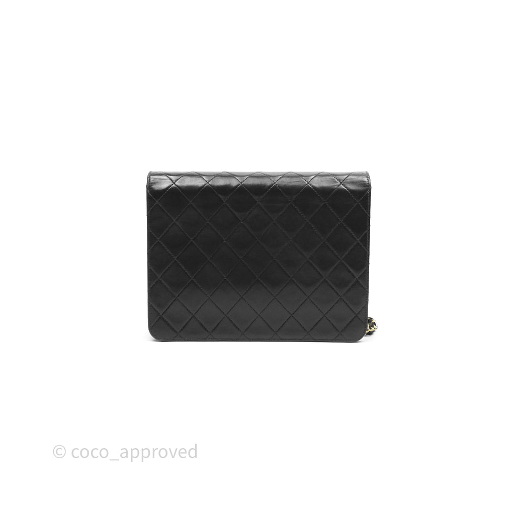 Chanel Vintage Quilted Flap Bag Black Lambskin 24K Gold Hardware