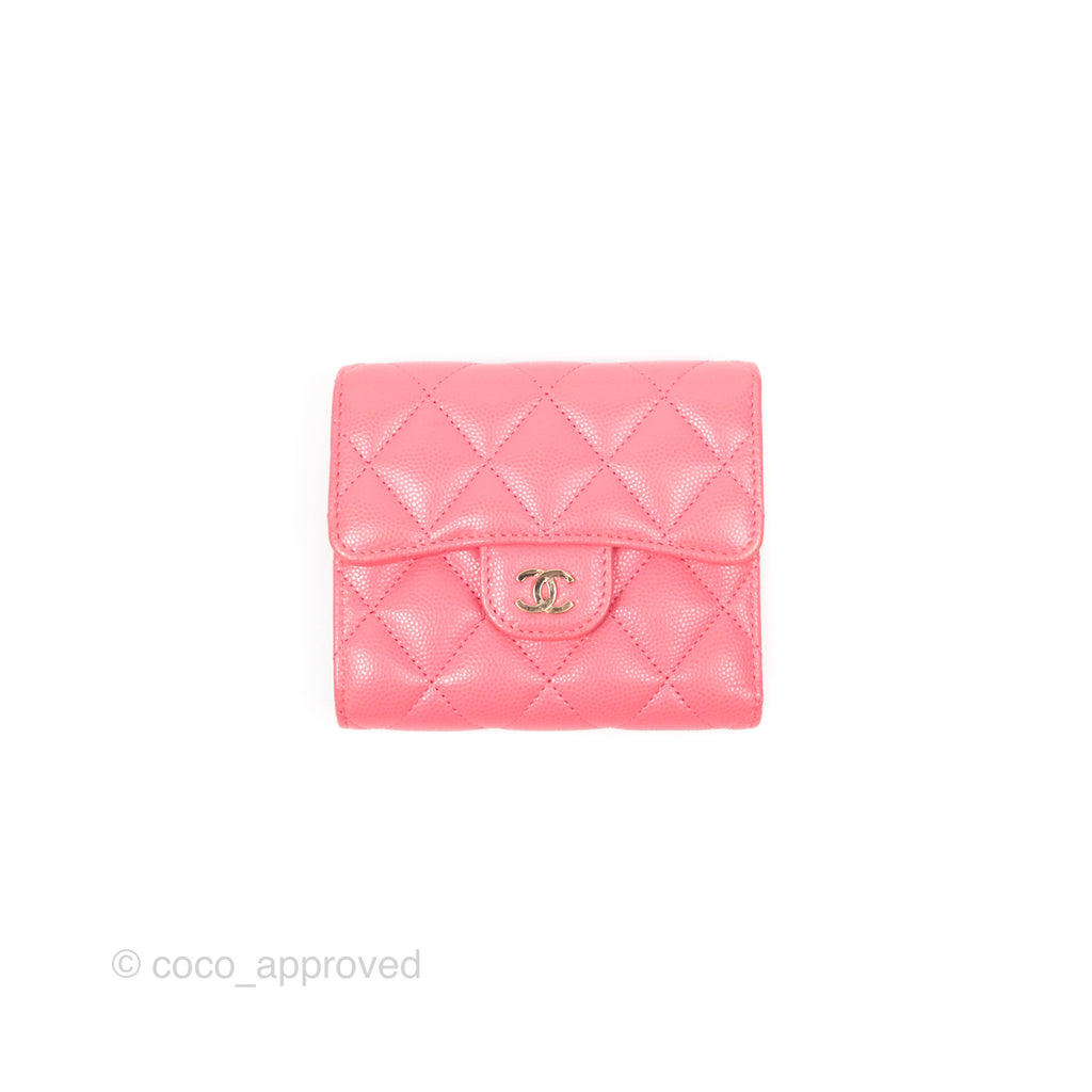 Chanel Classic Flap Wallet Pink Caviar Gold Hardware⁣ 