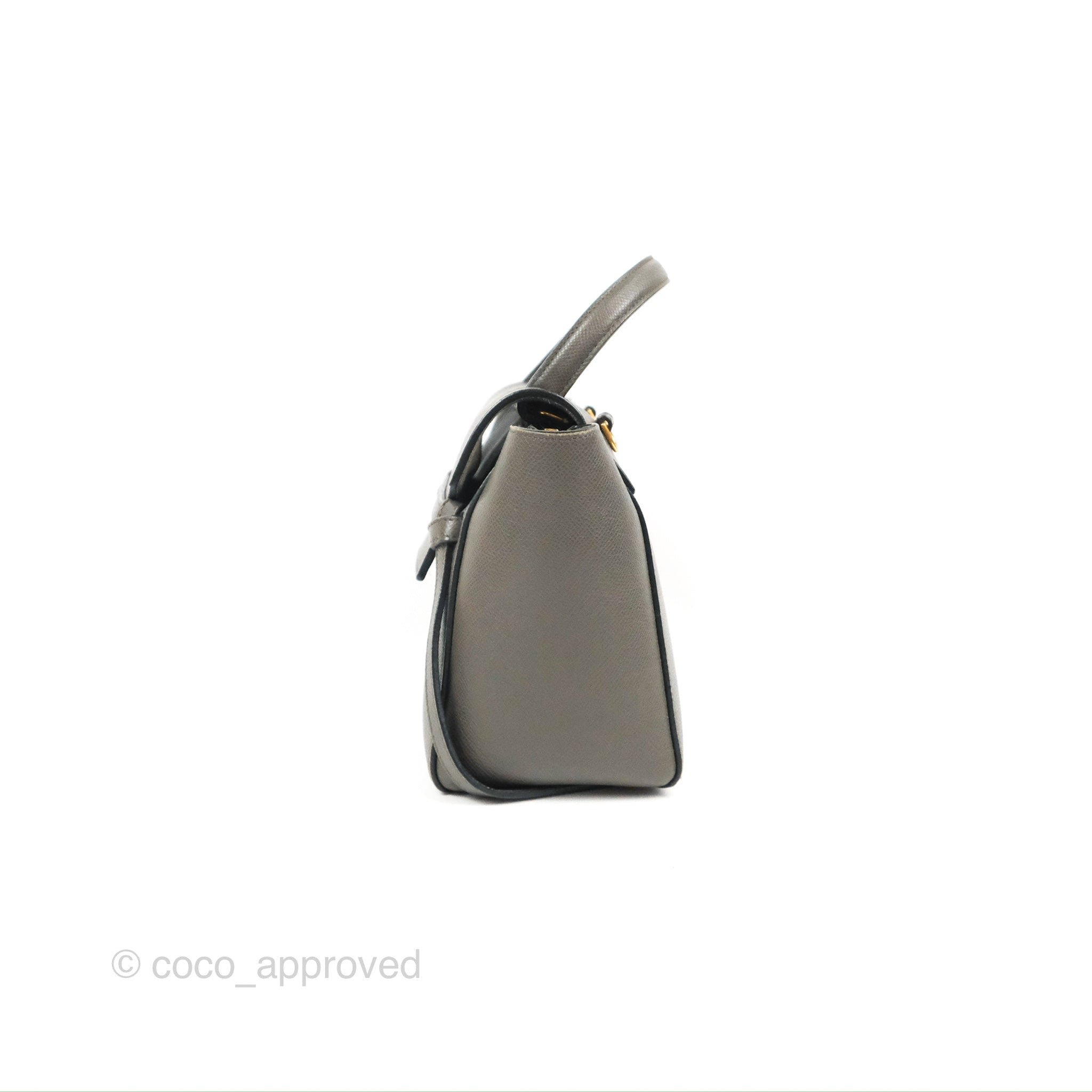 Celine Nano Belt Bag Grey Grained Calfskin Gold Hardware – Coco 