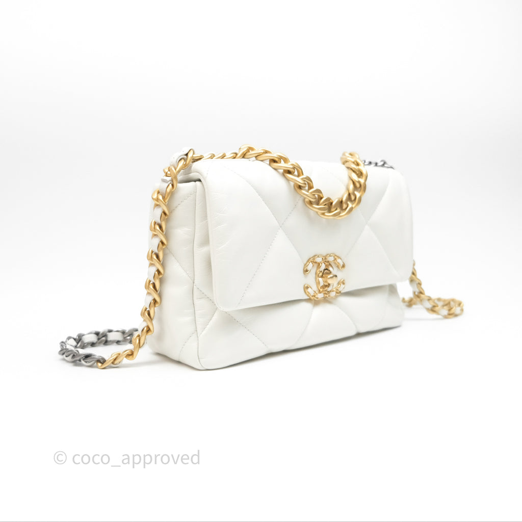 Chanel 19 Small White Mixed Hardware