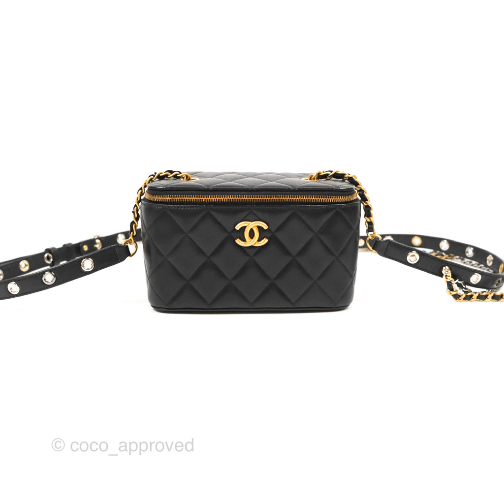 Chanel Vanity With Chain Black Goatskin Aged Gold Hardware