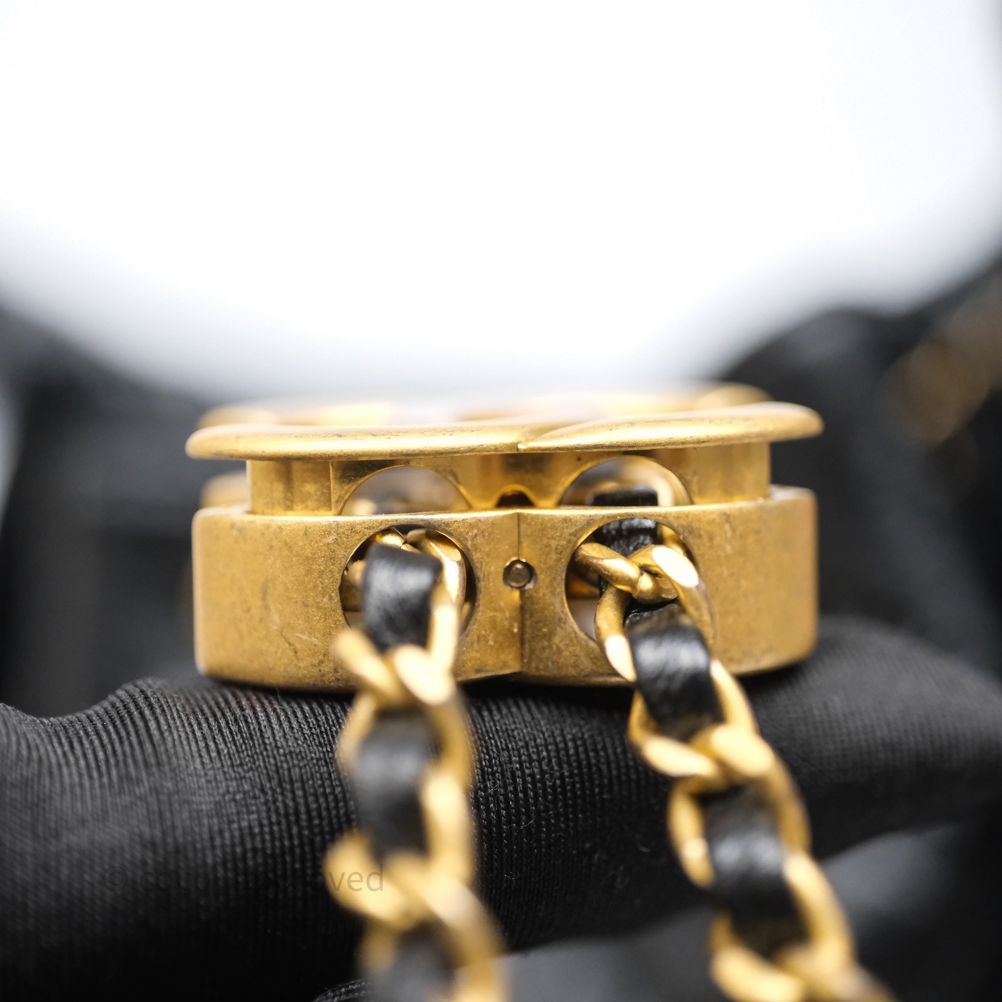 Chanel 25 Medium Black Crumpled Calfskin Aged Gold Hardware – Coco