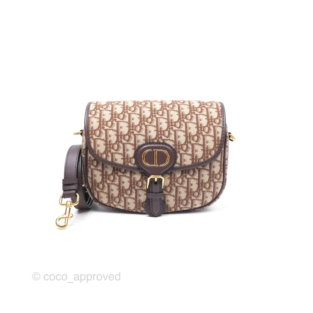 Dior Medium Bobby Bag Brown Oblique Jacquard Canvas Gold Hardware