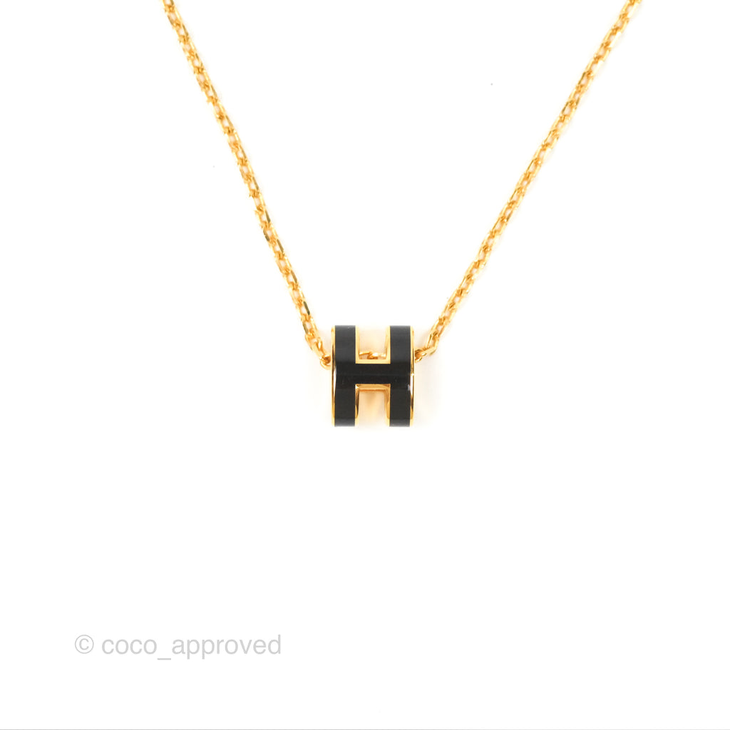 Hermès Mini Pop H Pendant Necklace Noir Gold Hardware