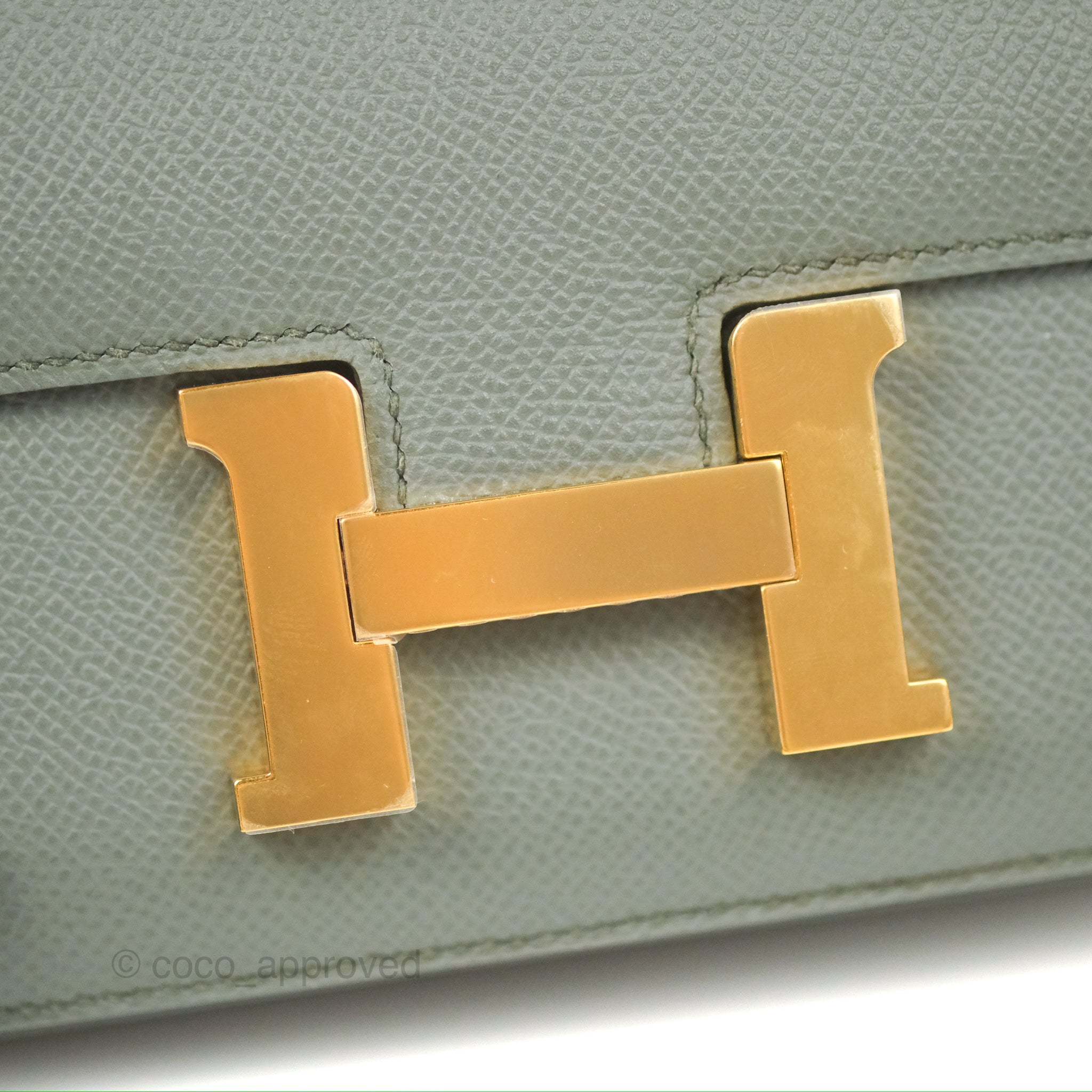 Hermes Constance Mini 18 Bag Vert Amande Gold Hardware Epsom Leather •  MIGHTYCHIC • 