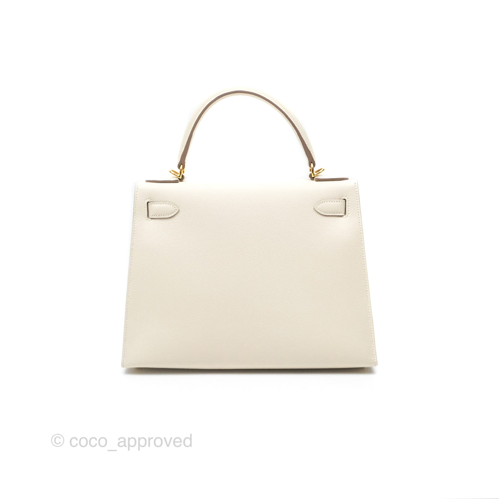Hermès Kelly 28 Sellier Craie 10 Epsom Gold Hardware
