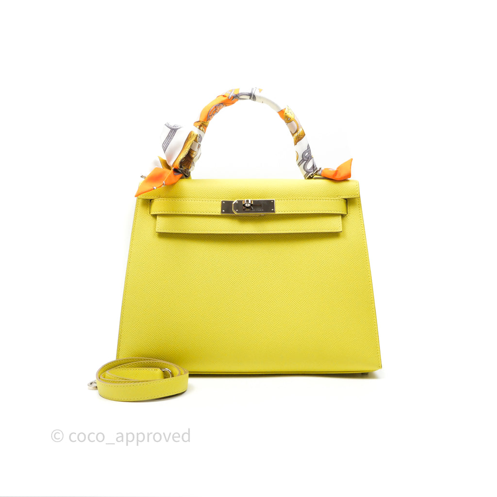 Hermès Sellier Kelly 28 Lime 9R Epsom Palladium Hardware