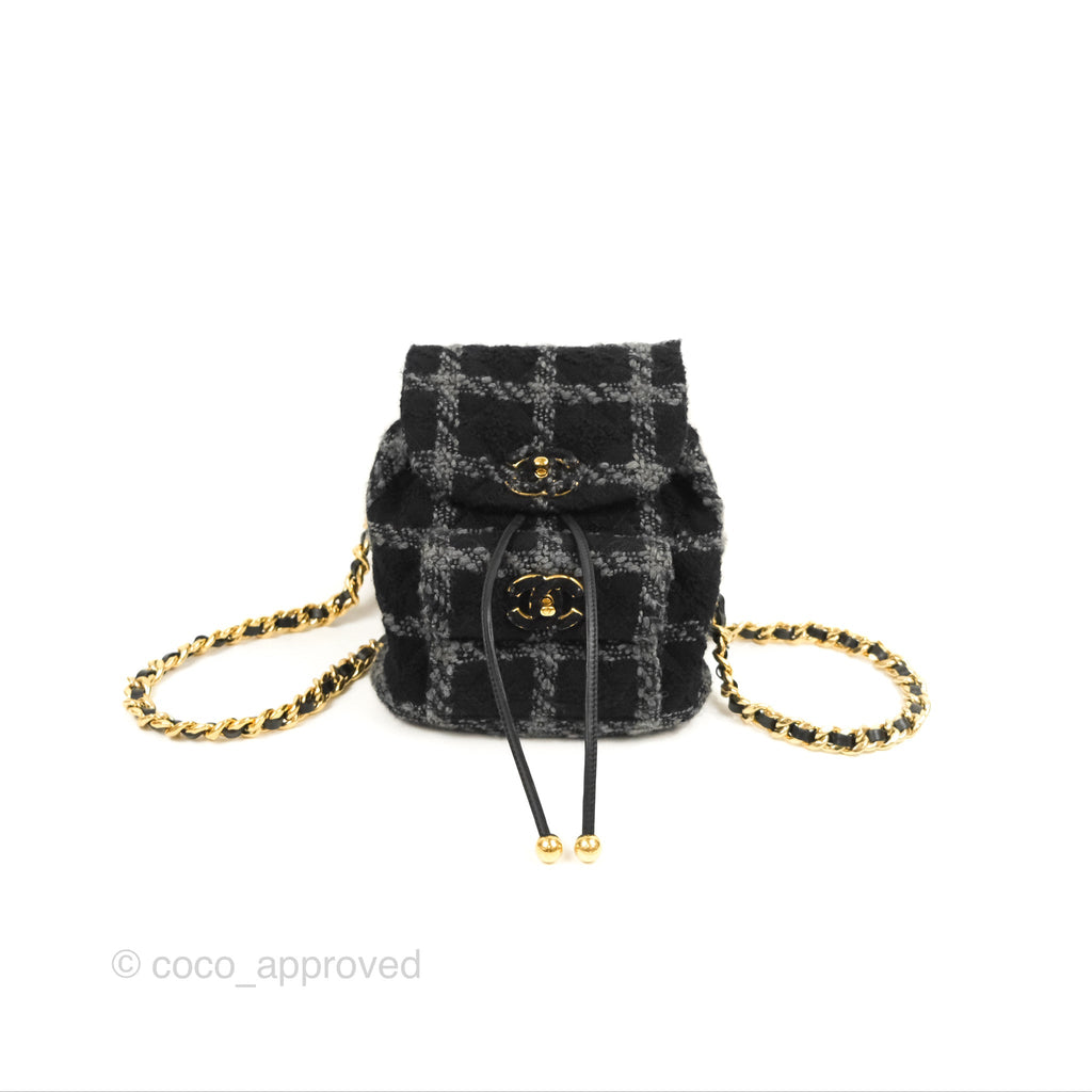 Chanel Duma Backpack Black Tweed Gold Hardware 22K