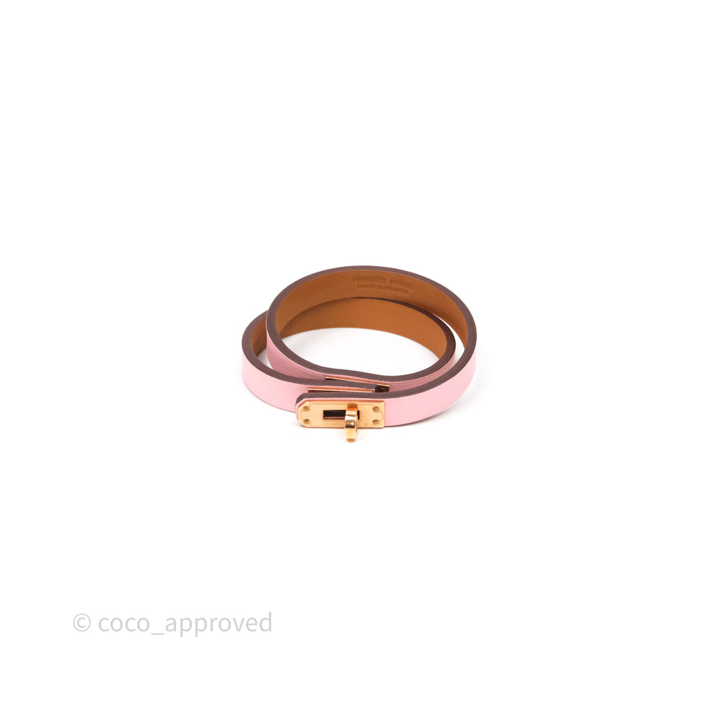 Hermès Kelly Double Tour Bracelet Rose Swift Rose Gold Hardware