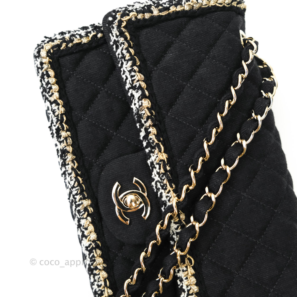 Chanel Classic Flap Bag Black Denim Braided Gold Hardware 18A