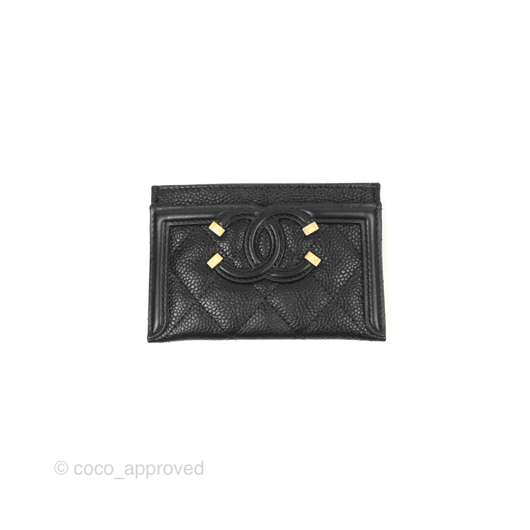 Filigree Card Holder Quilted Caviar