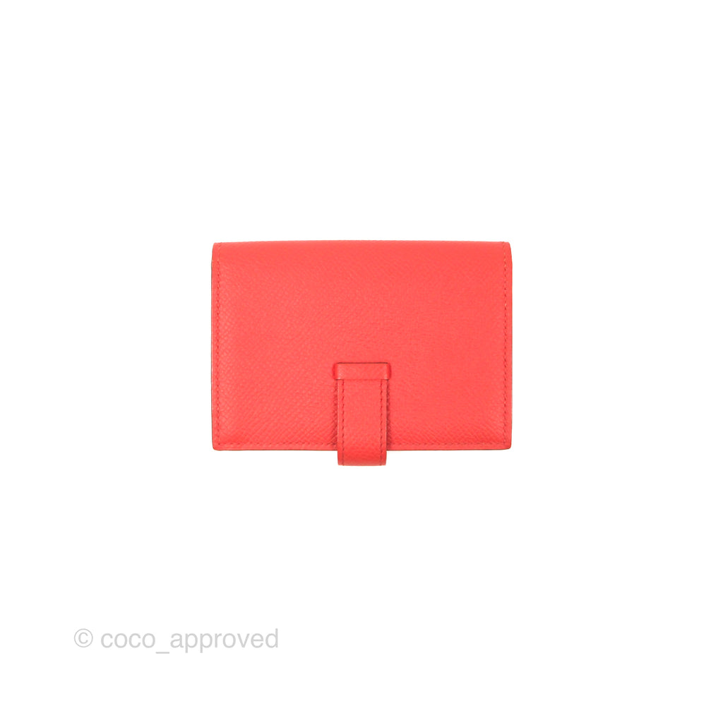 Hermès Bearn Card Holder Rose Jaipur T5 Epsom Palladium Hardware