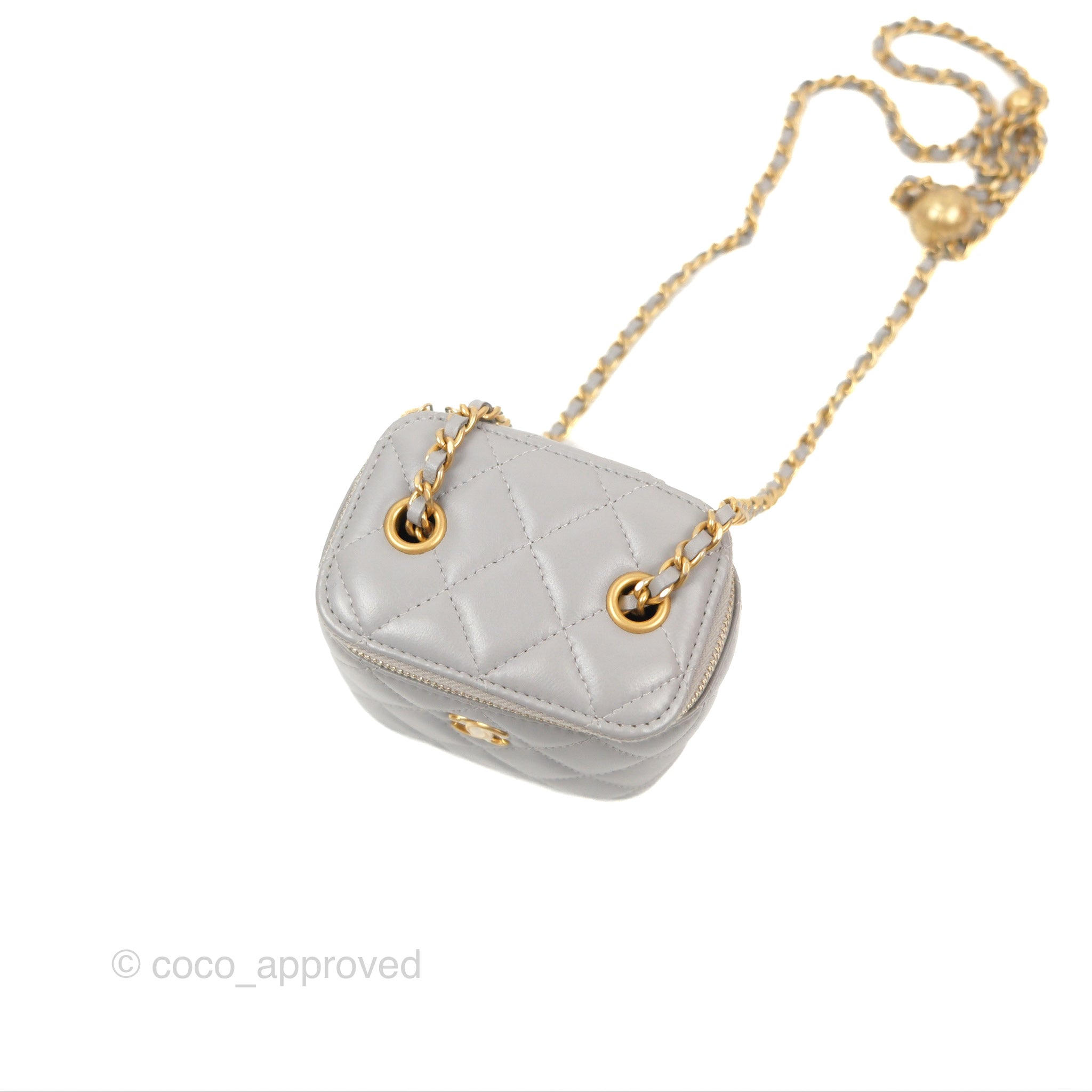Chanel Classic Pearl Crush Mini Vanity With Chain Grey Lambskin Aged G – Coco  Approved Studio