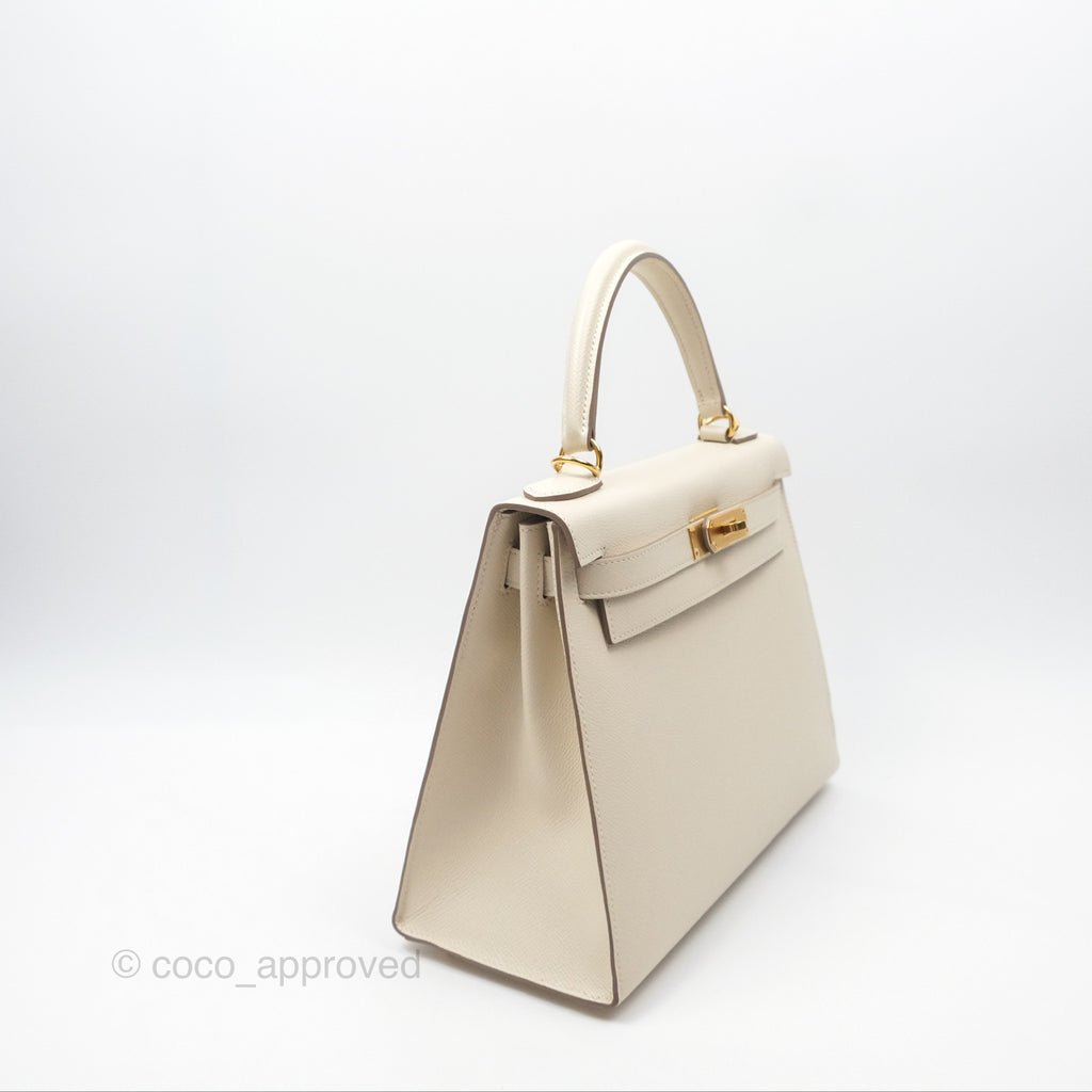 Hermès Kelly 28 Sellier Craie 10 Epsom Gold Hardware