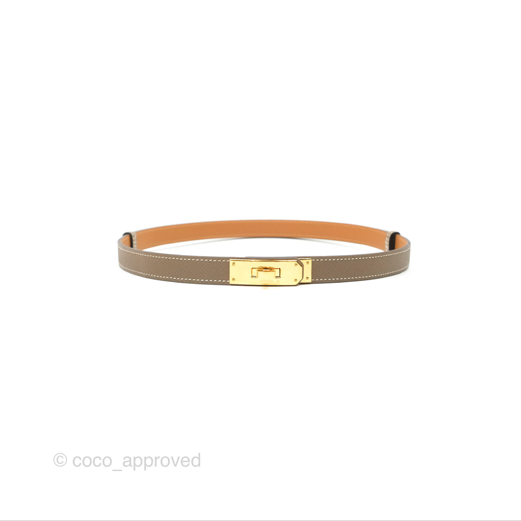 Hermès Epsom Kelly Buckle Belt Etoupe Gold Hardware