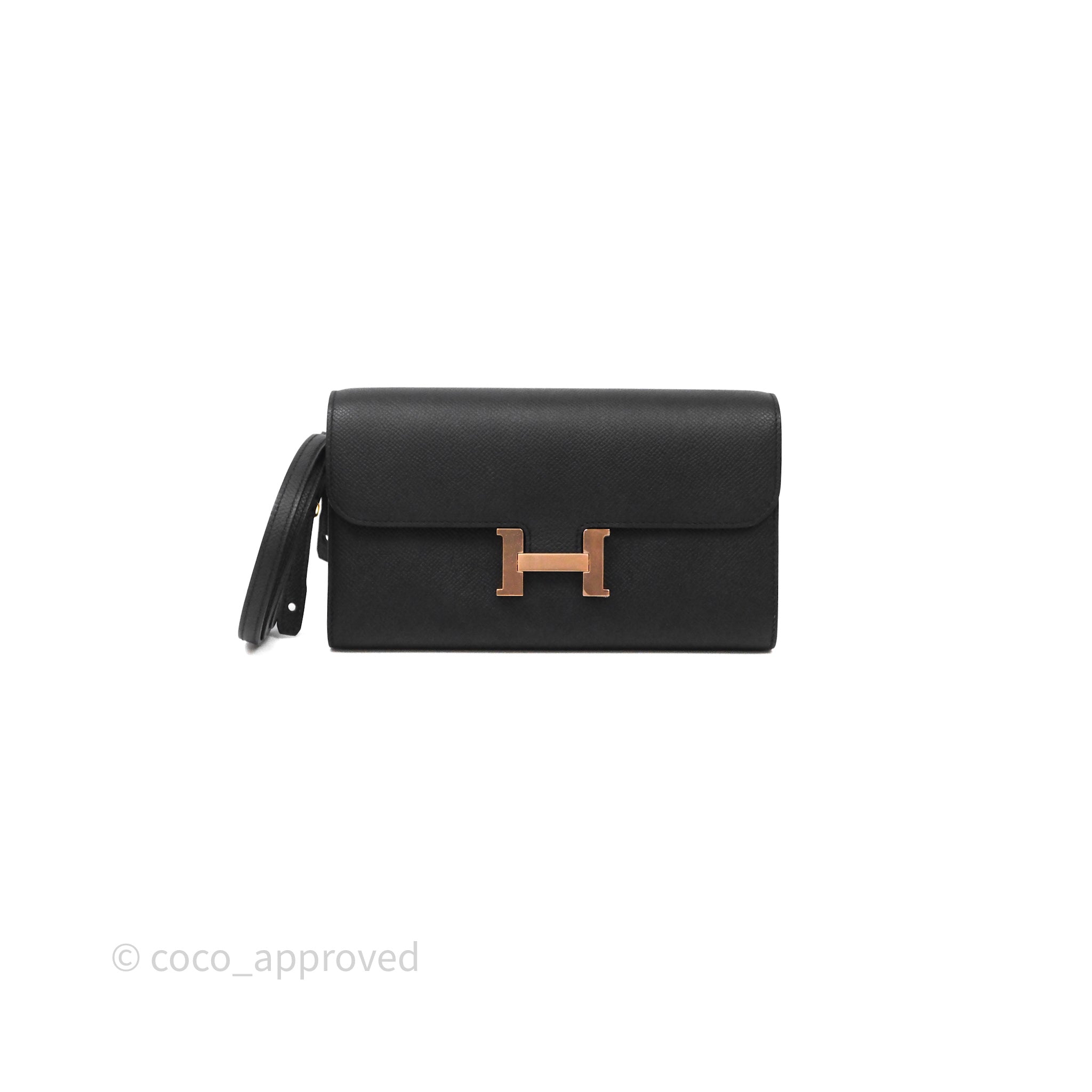 Hermès Constance Long To Go Wallet Black Noir 89 Epsom Rose Gold 