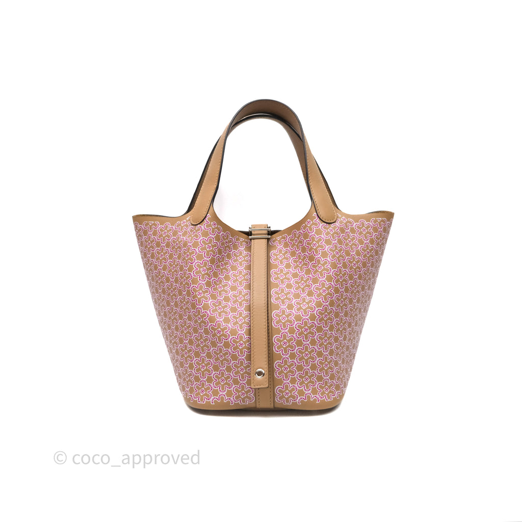 Hermès Picotin Lock 18 Lucky Daisy Chai 0M/ Rose 5T Swift Palladium Hardware