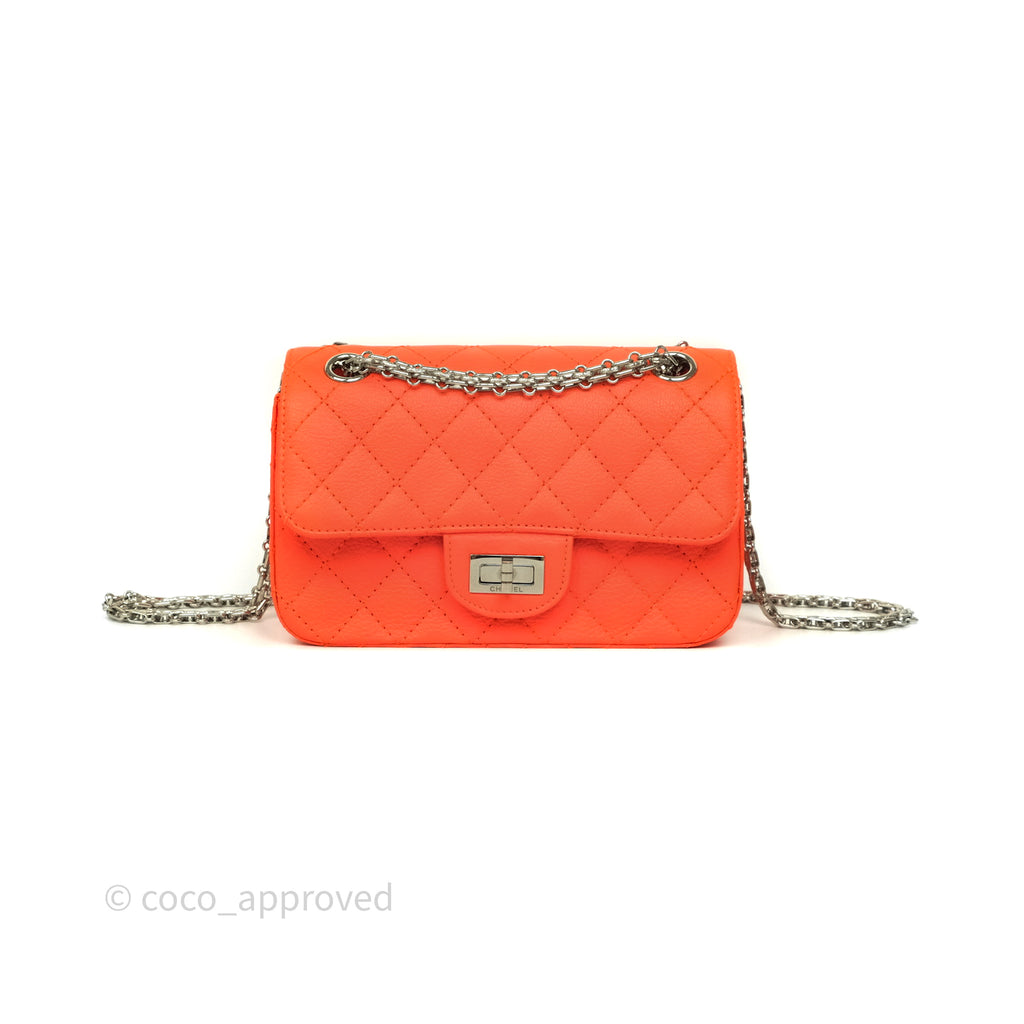 Chanel Mini Reissue 224 Tangerine Orange Goatskin Silver Hardware