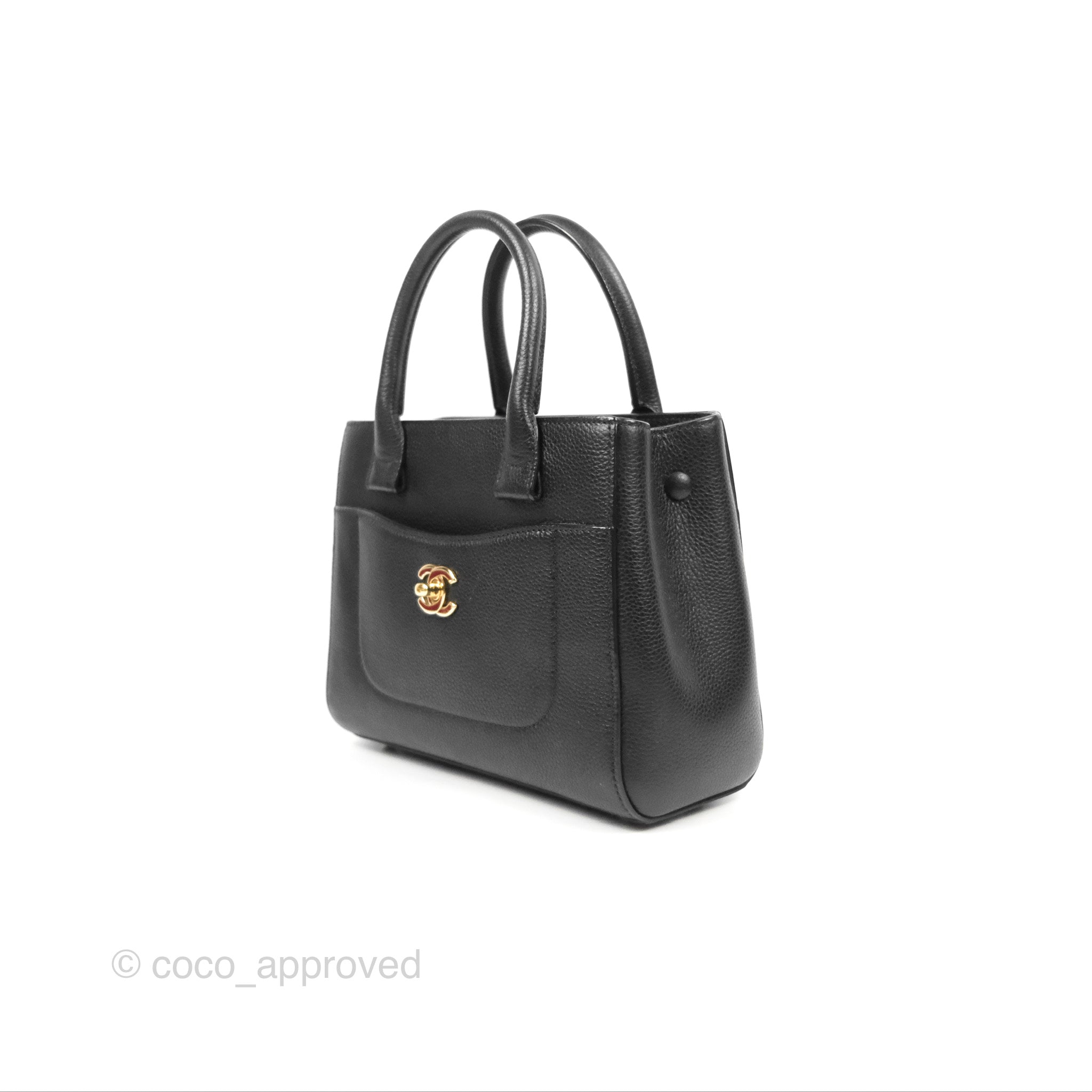 Chanel Mini Neo Executive Shopper Tote Black Grained Calfskin Gold Har –  Coco Approved Studio