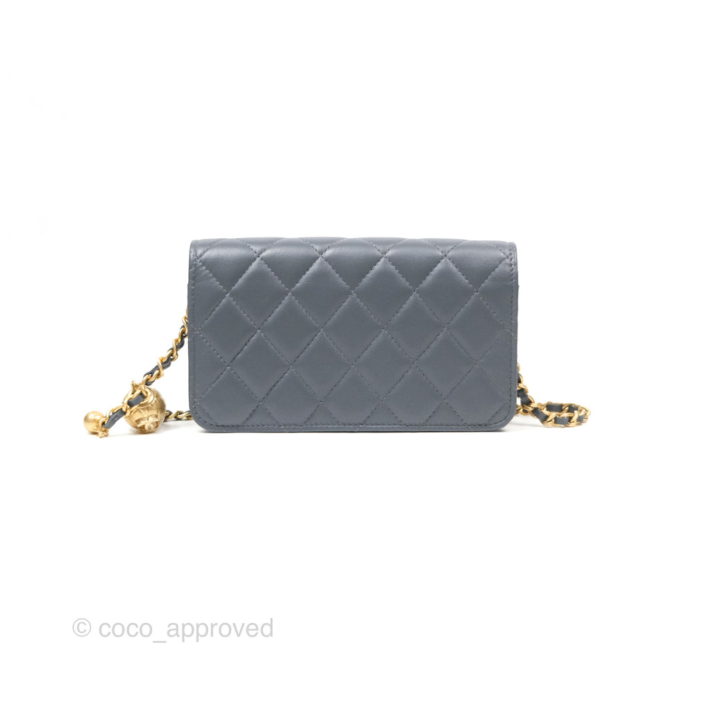 Chanel Pearl Crush Mini WOC Phone Holder Grey Lambskin