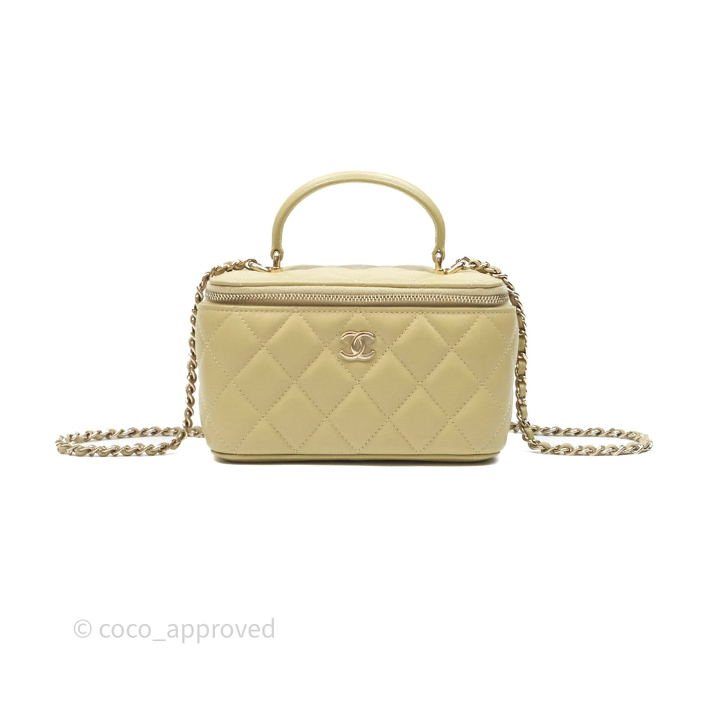 Chanel Top Handle Vanity with Chain Olive Green Lambskin Aged Gold Hardware
