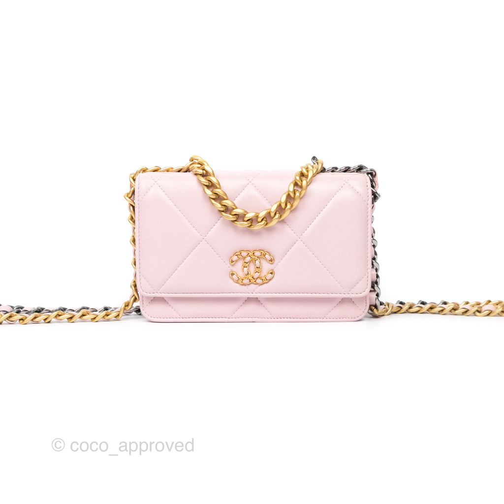 Chanel 19 Wallet on Chain WOC Light Pink Lambskin Mixed Hardware