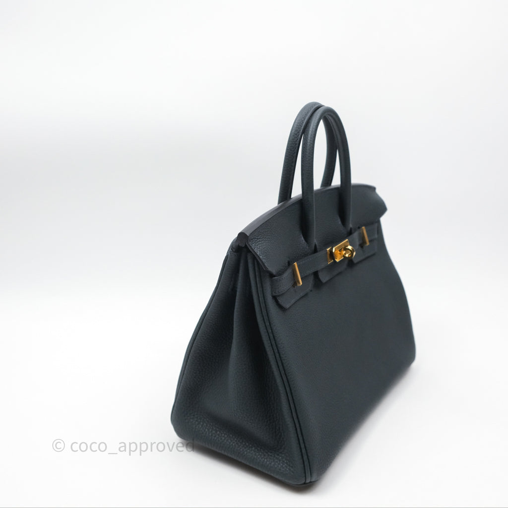 Hermès Birkin 25 Retourne Vert Rousseau V0 Togo Gold Hardware
