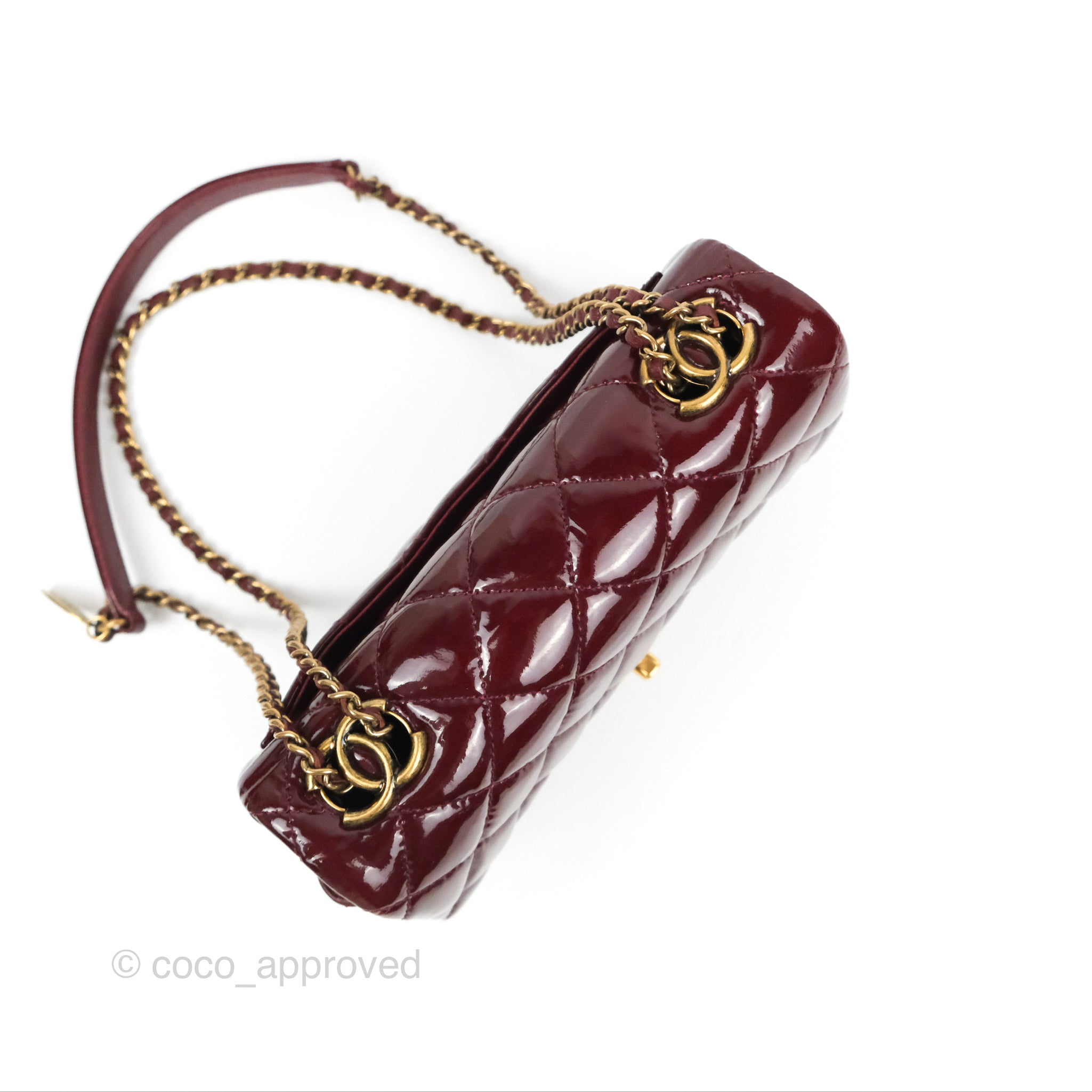 Chanel Maroon Leather Coco Eyelets Flap Bag Chanel