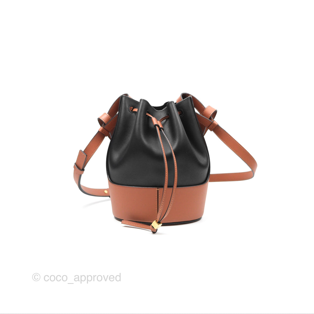 Loewe Small Balloon Bucket Bag Black Tan Calfskin