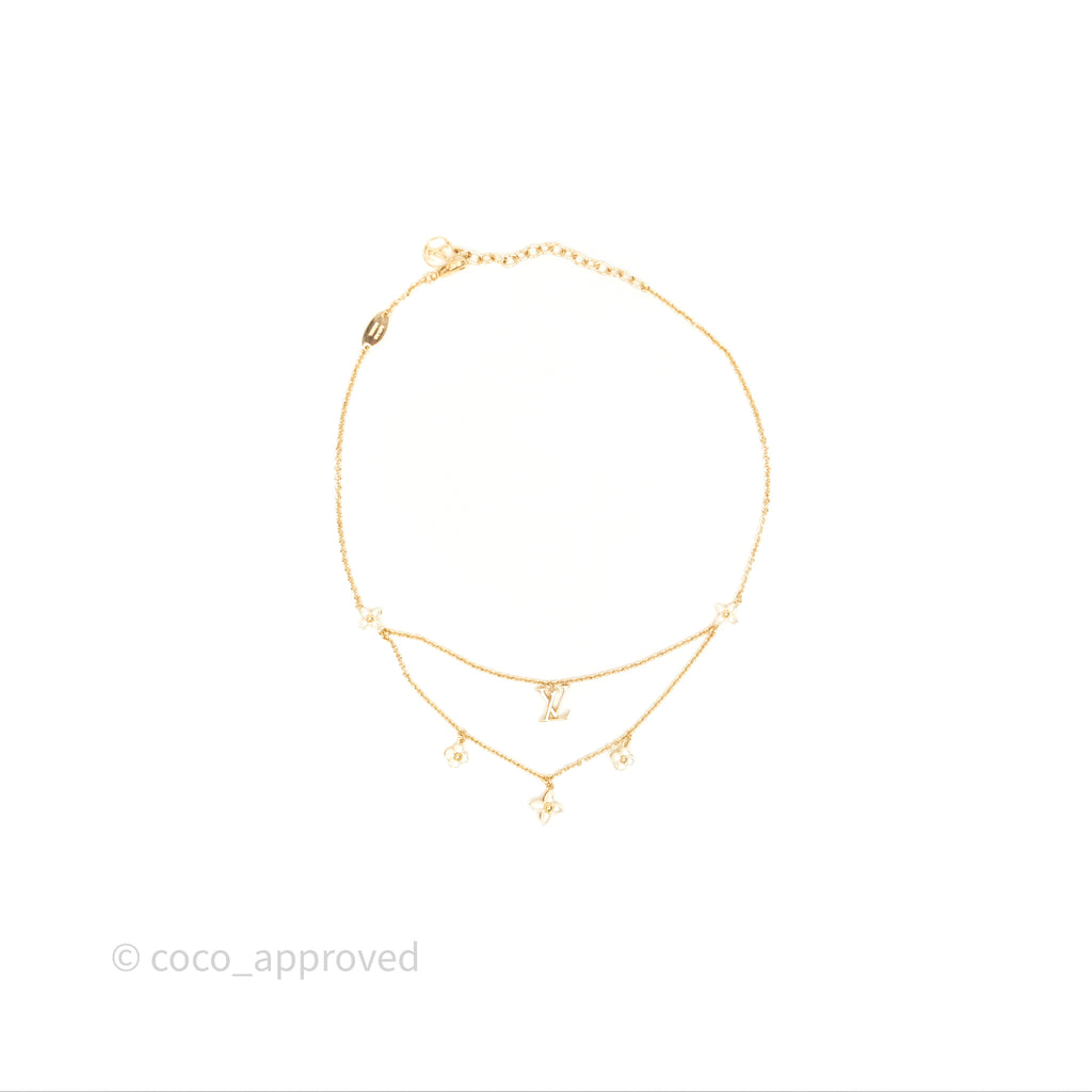 Louis Vuitton Floragram Necklace Pearls Gold Tone