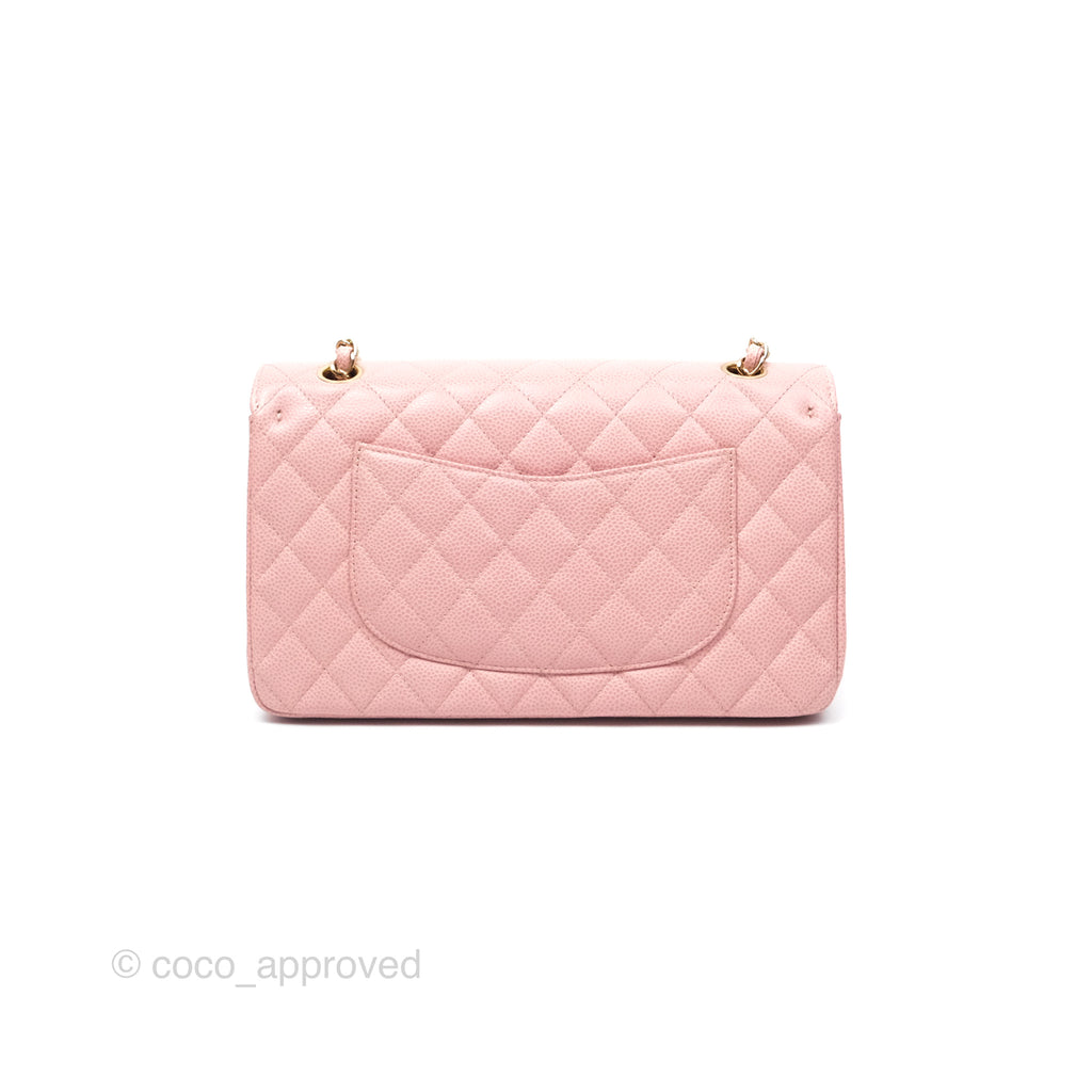 Chanel Vintage Classic M/L Medium Flap Quilted Pink Caviar Gold Hardware