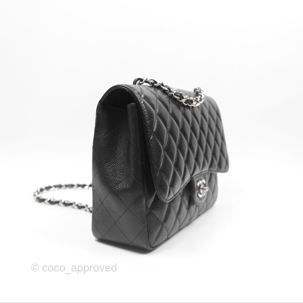 Chanel Jumbo Single Flap Black Caviar Silver Hardware⁣⁣