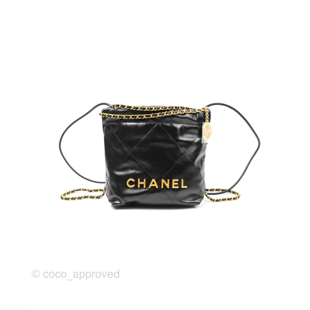 Chanel 22 Mini Bag Black Crumpled Calfskin