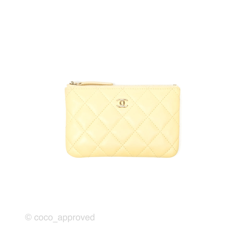 Chanel Quilted Mini O Case Yellow Lambskin Gold Hardware