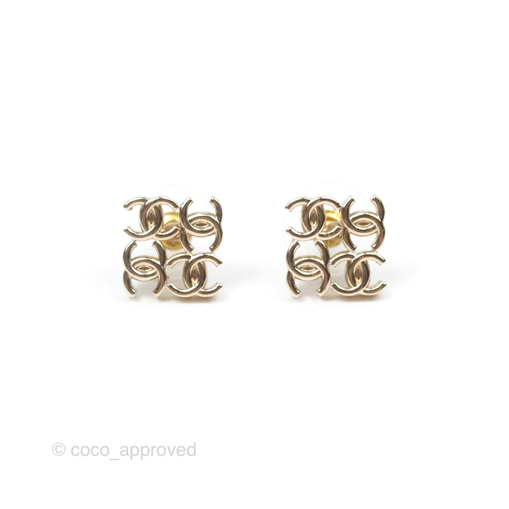 Chanel CC Logo Earrings Gold Tone 24B