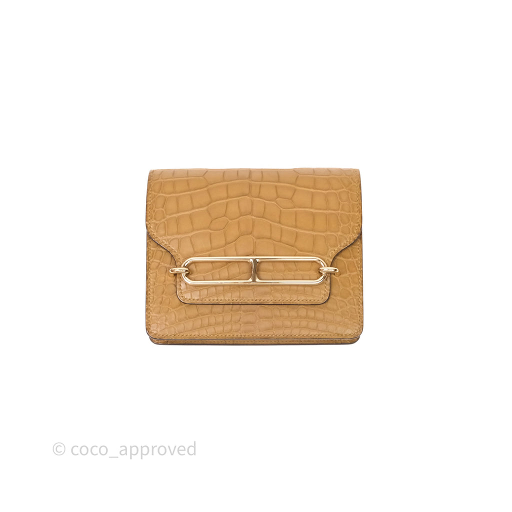 Hermès Roulis Slim Wallet Matte Alligator Mississippiensis Kraft 2H Gold Hardware