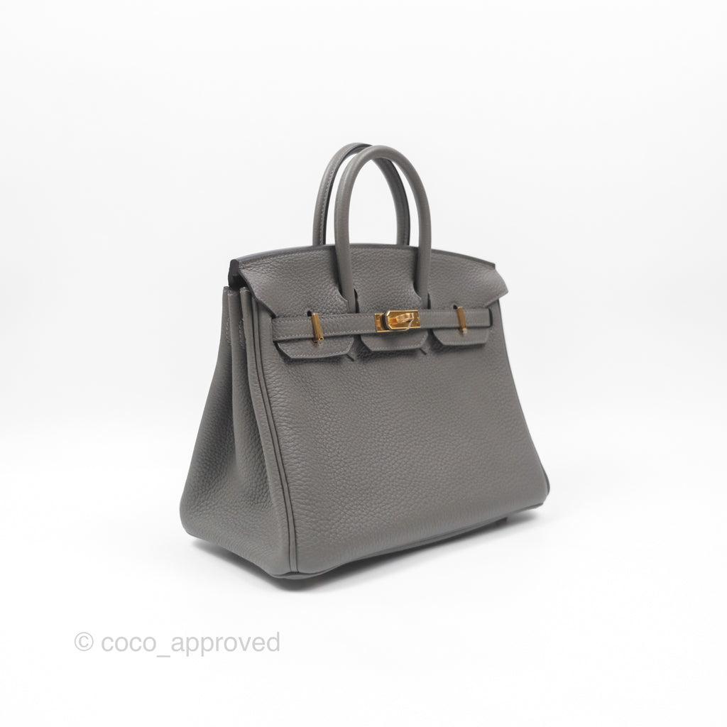 Hermes Birkin 25 Retourne Gris Meyer 0L Togo Gold Hardware