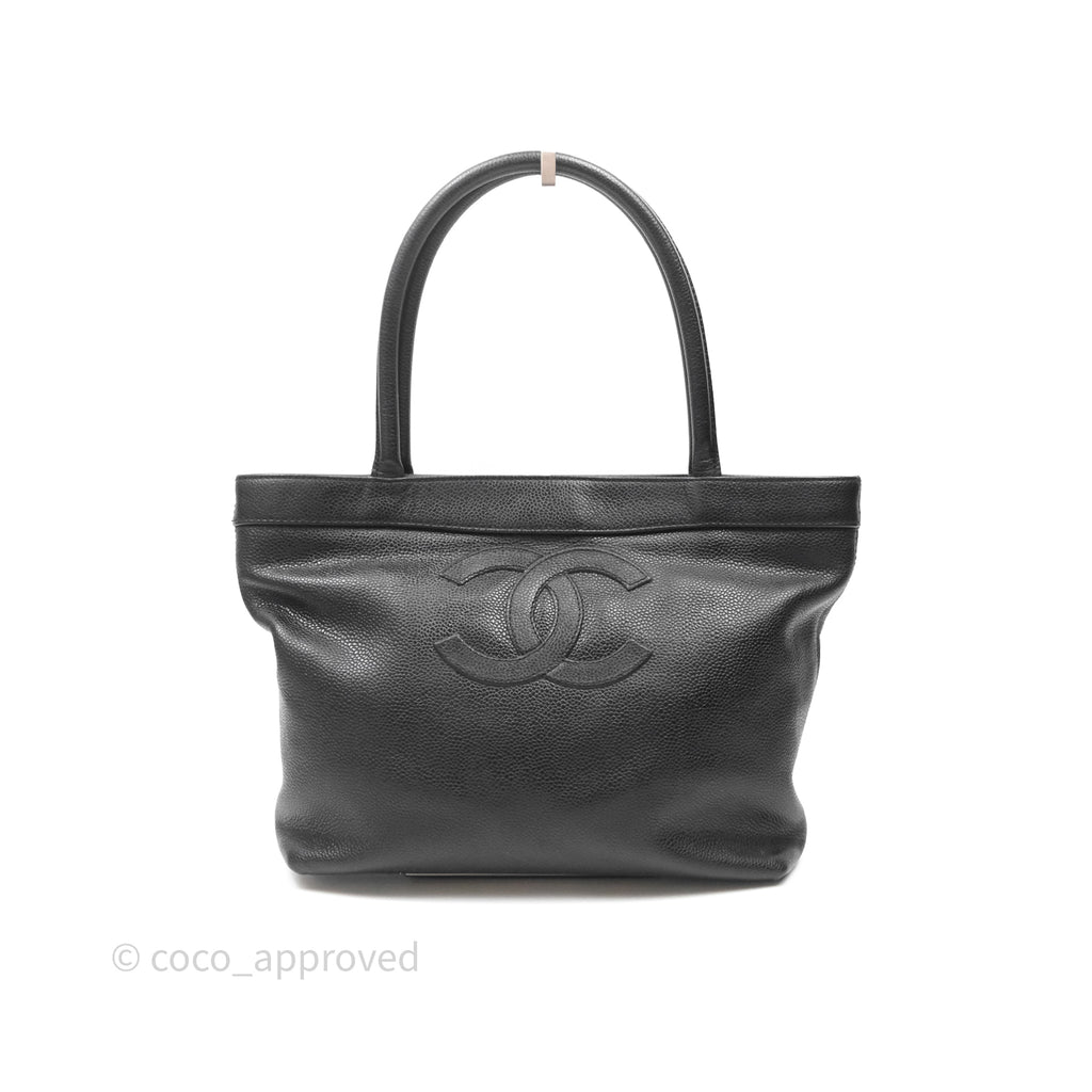 Chanel Vintage CC Tote Bag Black Caviar