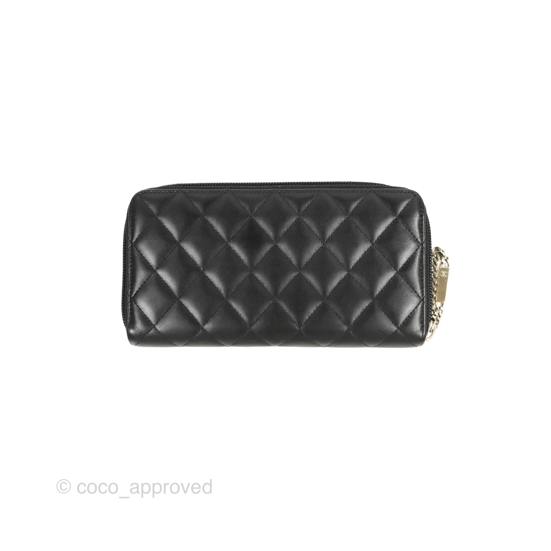 Chanel Black Caviar Quilted L-Gusset Zip Around Continental Wallet