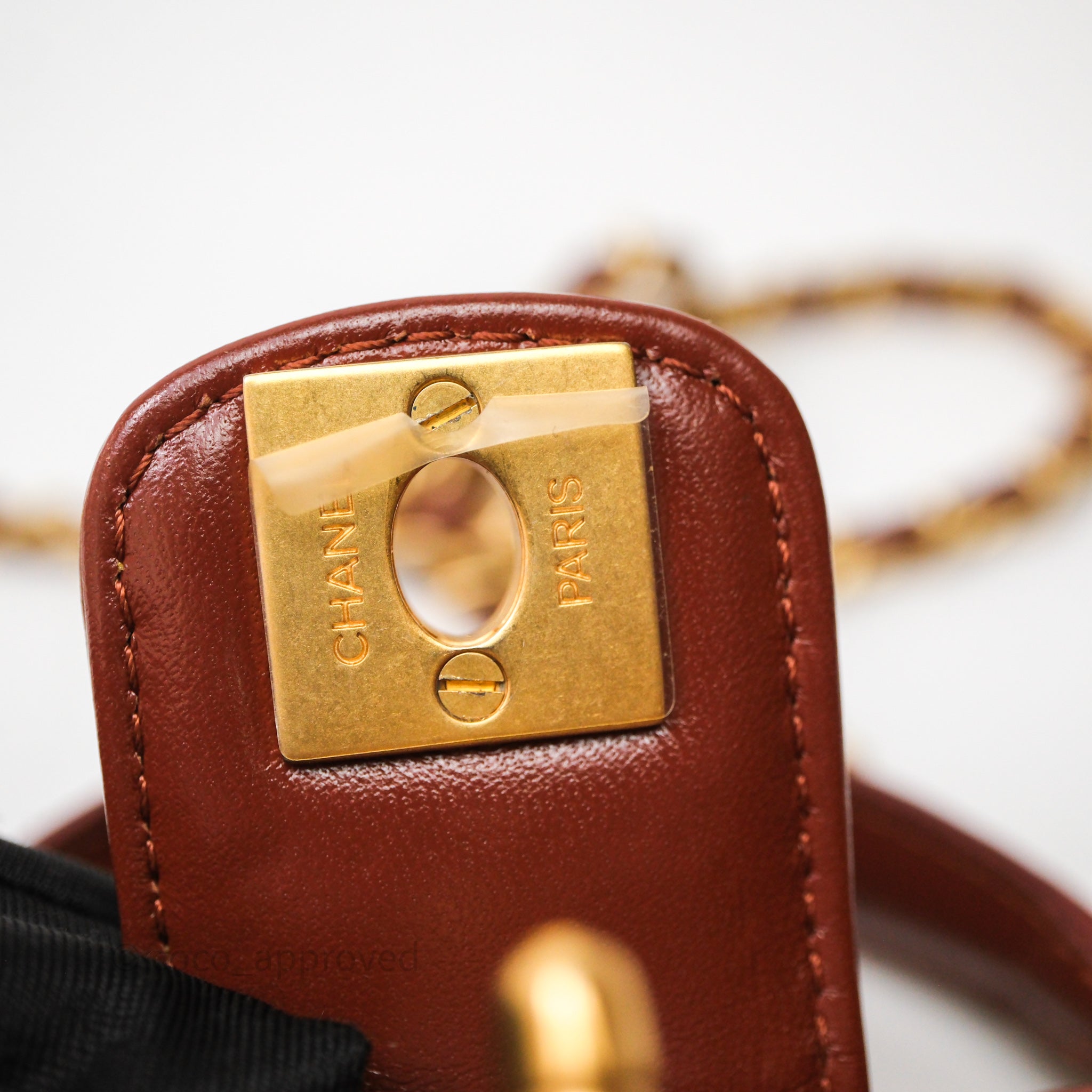 Chanel Mini Cocodoc Doctor Bag Quilted Brown Shiny Lambskin Aged