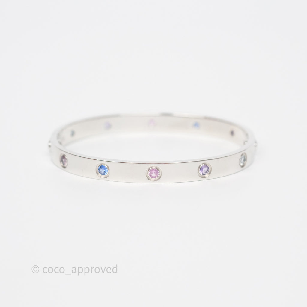 Cartier Rainbow Multistone White Gold Love Bracelet