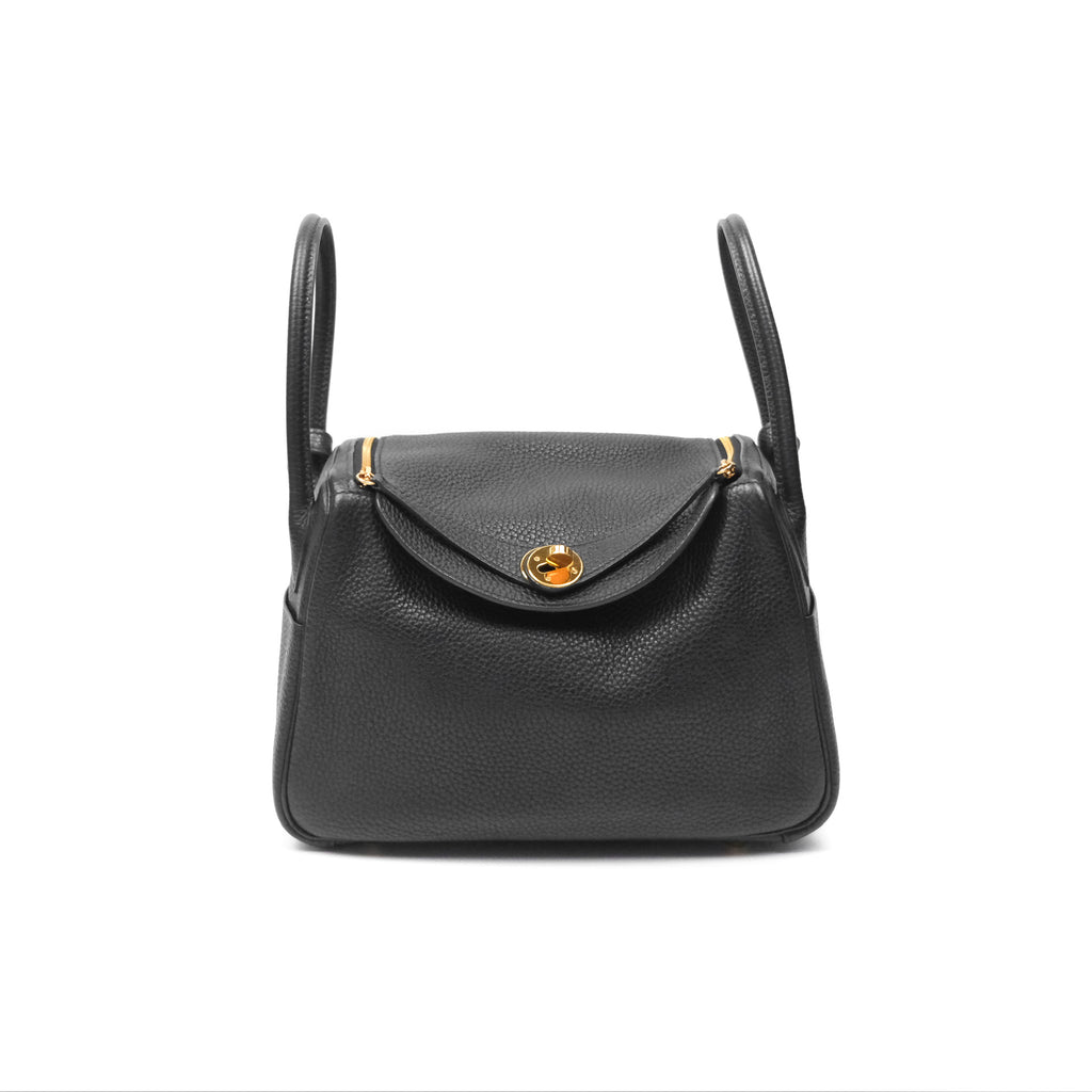 Hermès Lindy 26 Black Clemence Gold Hardware