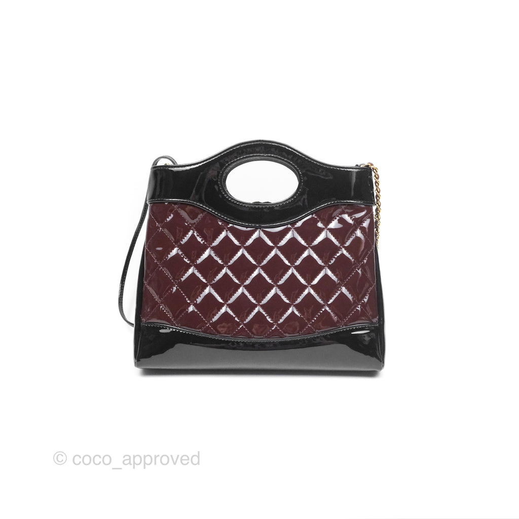 Chanel 31 Mini Black Burgundy Patent Gold Hardware