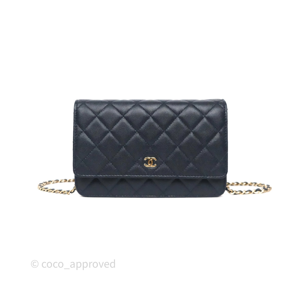 Chanel Classic Wallet On Chain WOC Quilted Navy Caviar Gold Hardware