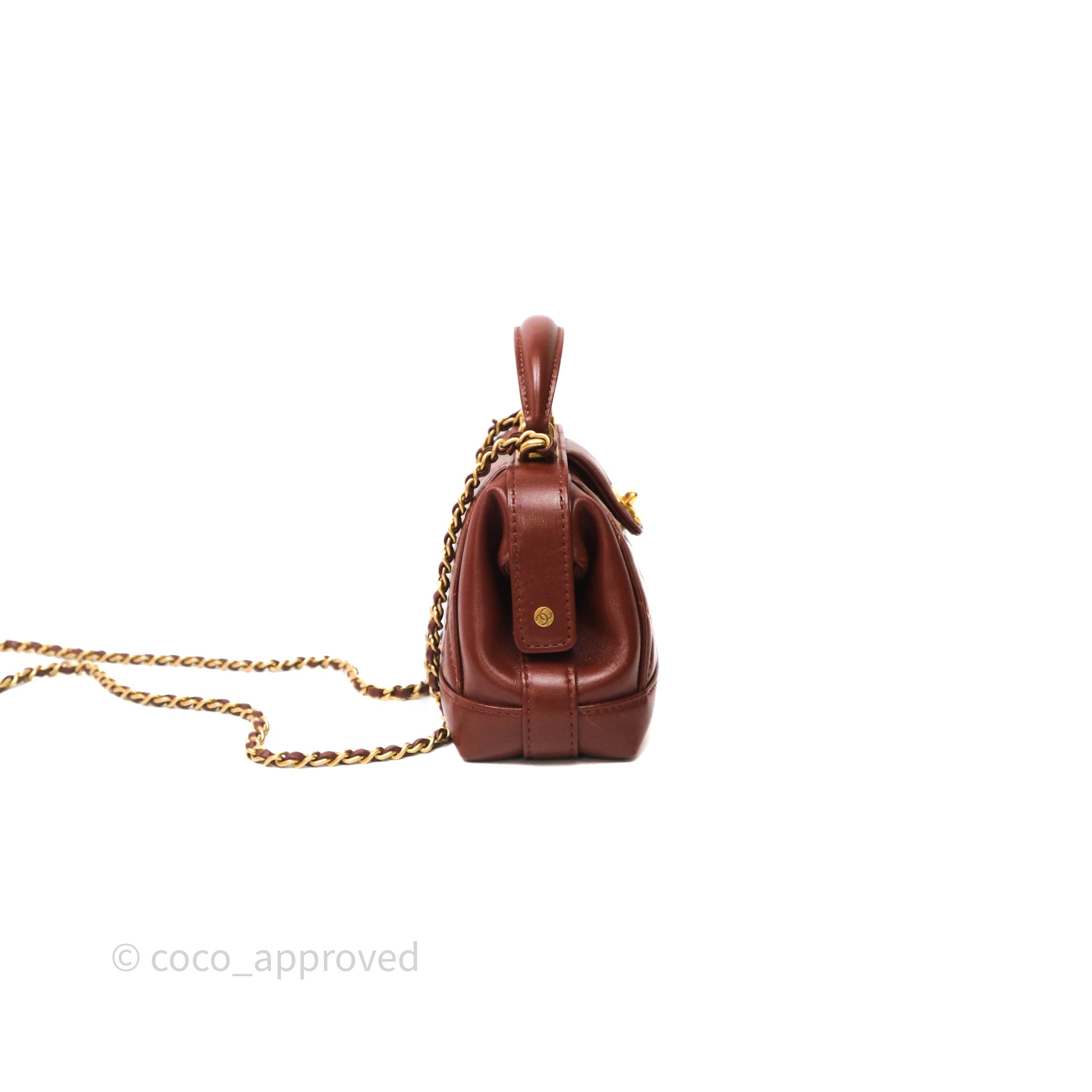 Chanel Mini Cocodoc Doctor Bag Quilted Brown Shiny Lambskin Aged
