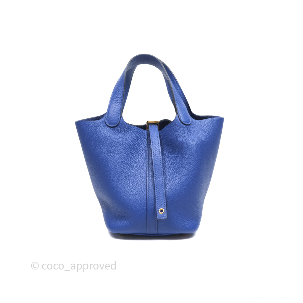 Hermès Picotin 18 Bleu Électrique 7T Clemence Gold Hardware