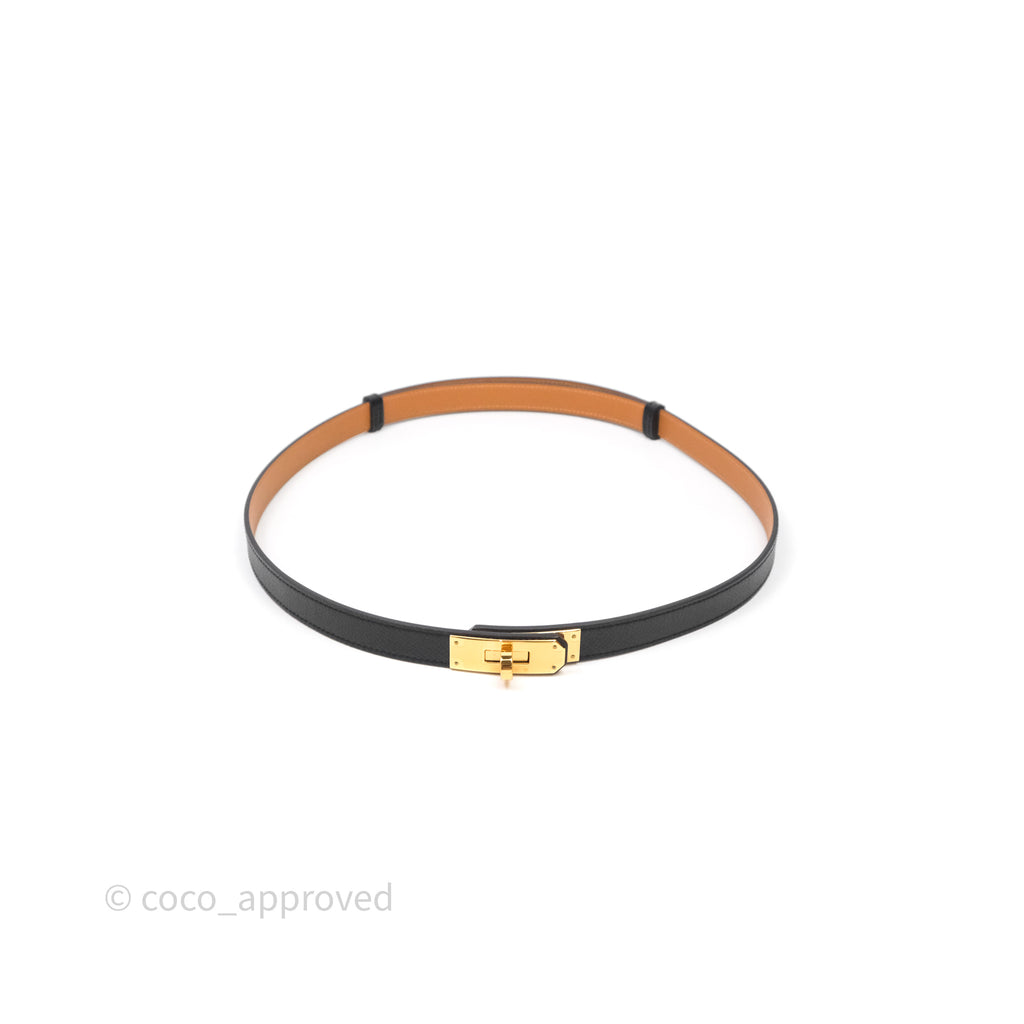 Hermès Kelly Buckle Belt Black Noir Epsom Gold Hardware