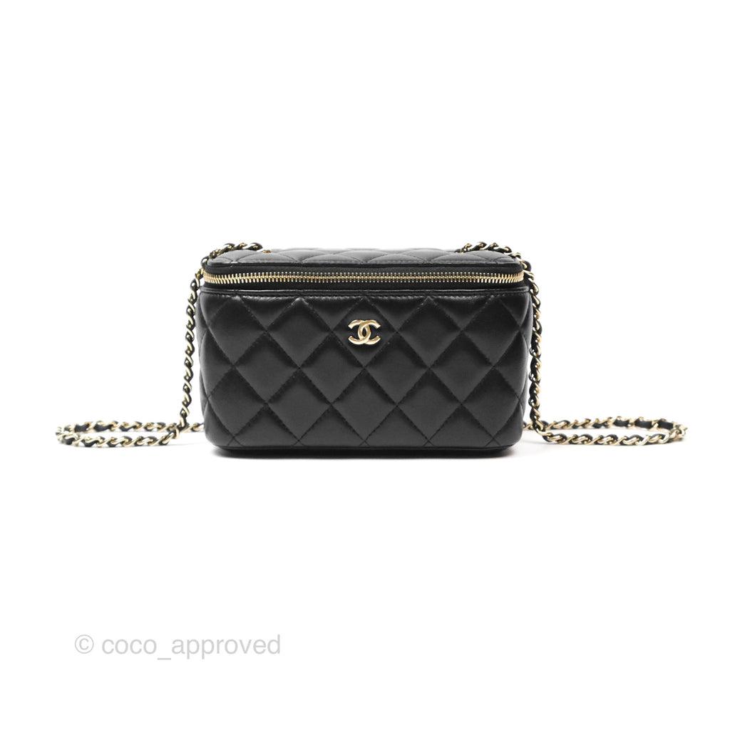 Chanel Vanity Rectangular with Chain Black Lambskin Gold Hardware