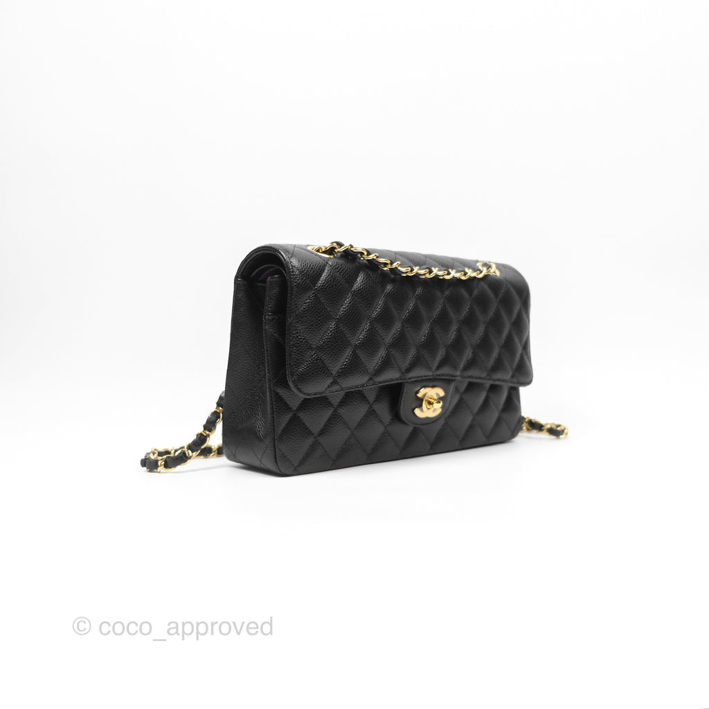 Chanel Classic M/L Medium Flap Quilted Black Caviar Gold Hardware