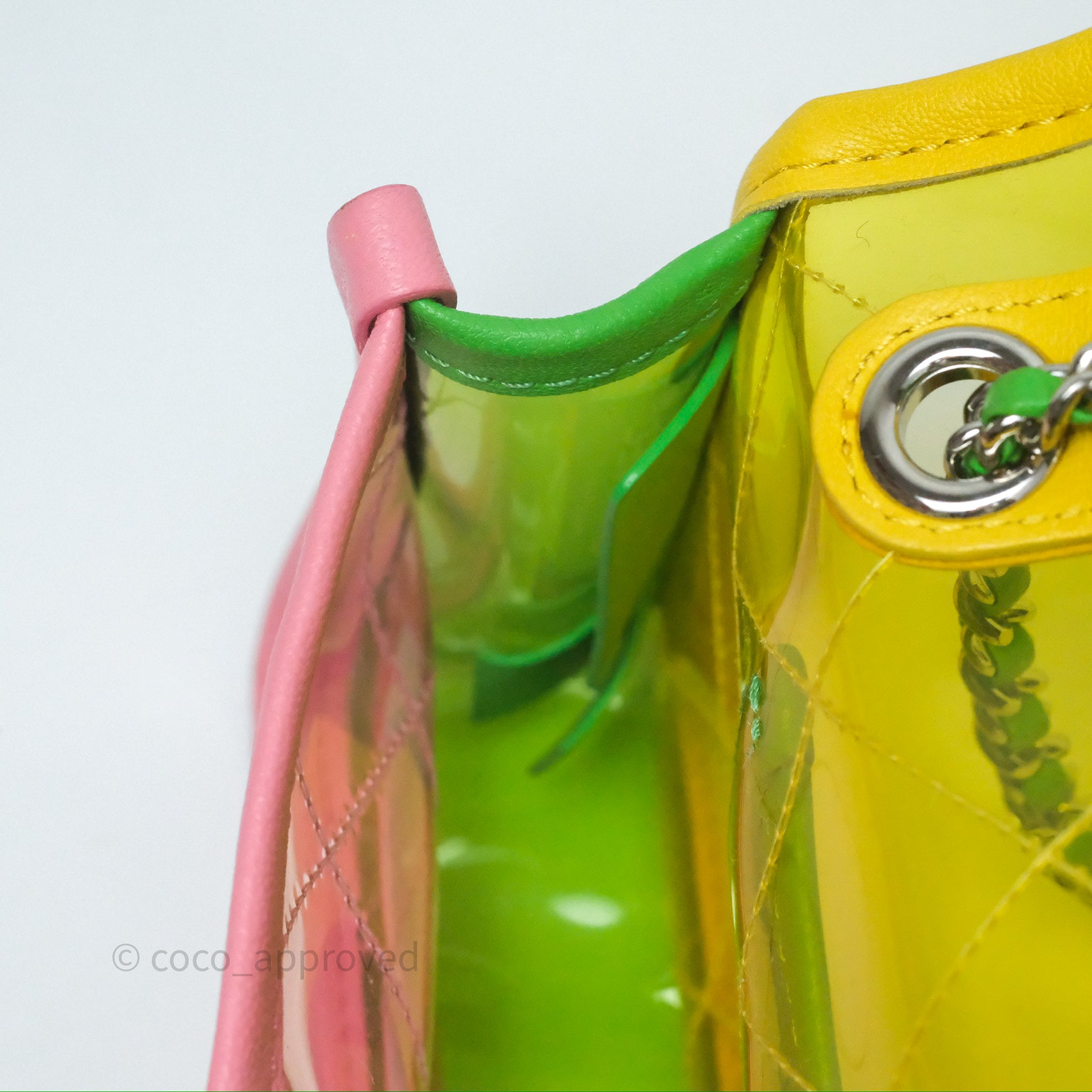 Chanel Coco Yellow Green Silver #314219C50B Chanel Yellow Quilted Calfskin Mini Coco Handle Silver  main image 2